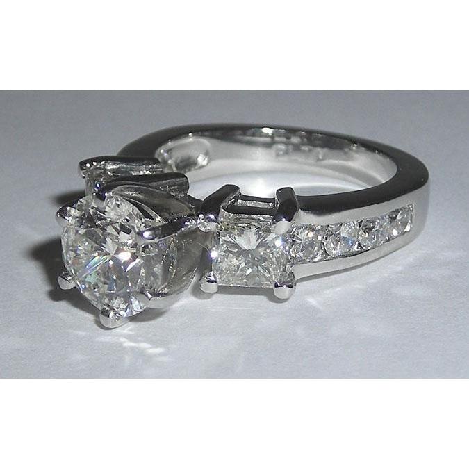 5 Carats Gold Diamond Ring Women's Three Stone Jewelry New Three Stone Ring