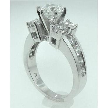 New Fancy Princess Cut Vintage Style White Gold Diamond Solitaire Ring with Accents 