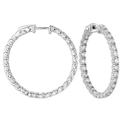 5.04 Carat Round Diamond 10 Pointer Hoop Pair Earring Solid Gold 14K Hoop Earrings