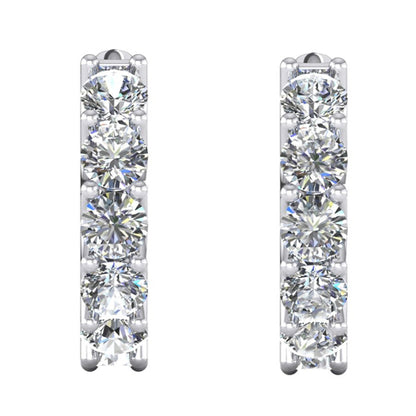 Ladies  Round Brilliant Cut Diamonds  Hoop  Gold White 