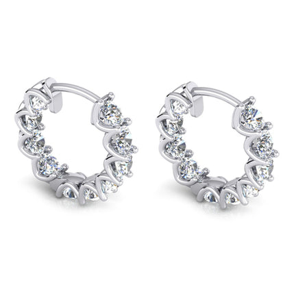 Ladies  Round Brilliant Cut Diamonds  Hoop Earrings Gold
