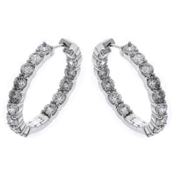 5.10 Carats Sparkling Round Diamonds Hoop Earrings 14K White Gold