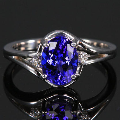  New Stylish Oval Cut Tanzanite Ring With Diamond Jewelry White Gold  Gemstone Ring