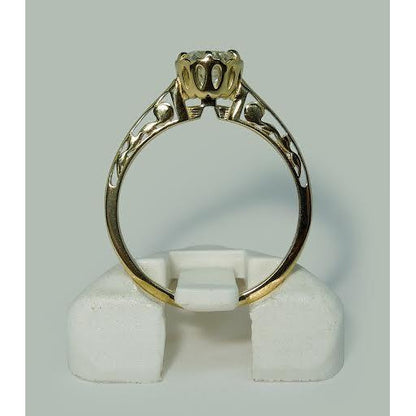 Solitaire Ring 1 Carat Round Diamond Crown Style Solitaire Engagement Ring