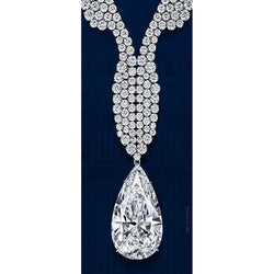 52 Ct Pear With Round Cut Diamond Fine Necklace White Gold