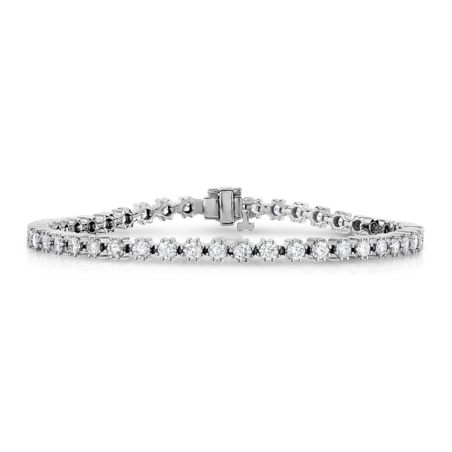 6.75 Carats Round Brilliant Cut Diamonds Tennis Bracelet Wg 10K Tennis Bracelet