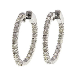 5.20 Ct Sparkling Diamonds Women Hoop Earrings 14K White Gold