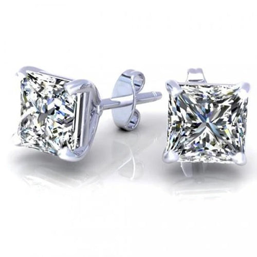  Princess Cut Stud Diamond Earring White Gold  Stud Earrings