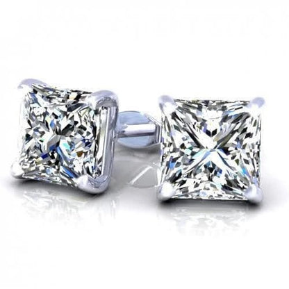  Princess Cut Stud Diamond Earring White Gold  Stud 