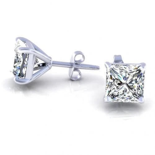  Princess Cut Stud Diamond Earring Gold  Stud Earrings