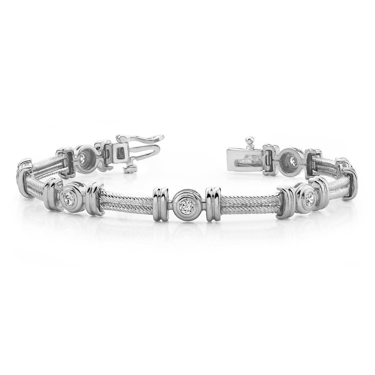 3.50 Carat Twisted Rope Link Round Diamonds Bracelet White Gold 10K Tennis Bracelet