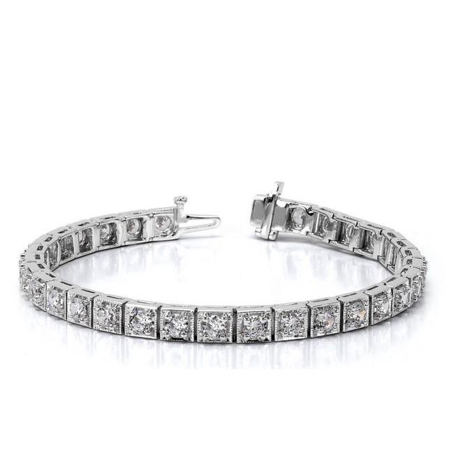 4.80 Carats Round Cut Diamonds Tennis Bracelet White Gold 14K New