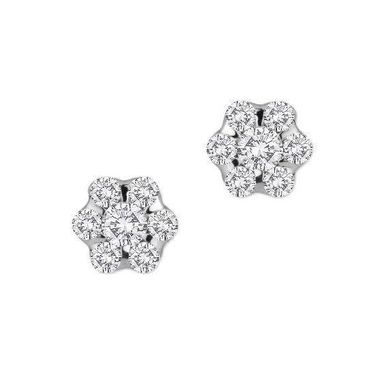 5.25 Carats Round Cut Diamonds Women Pave Halo Studs Earrings Gold White Studs- Halo