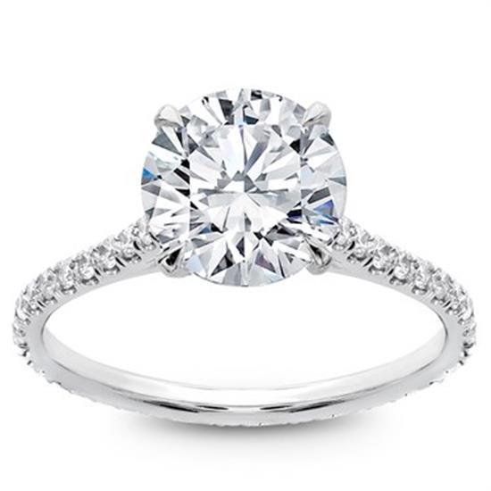 Women Diamond Engagement Ring White Gold Solitaire Ring with Accents