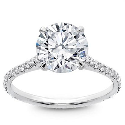 Women Diamond Engagement Ring White Gold Solitaire Ring with Accents