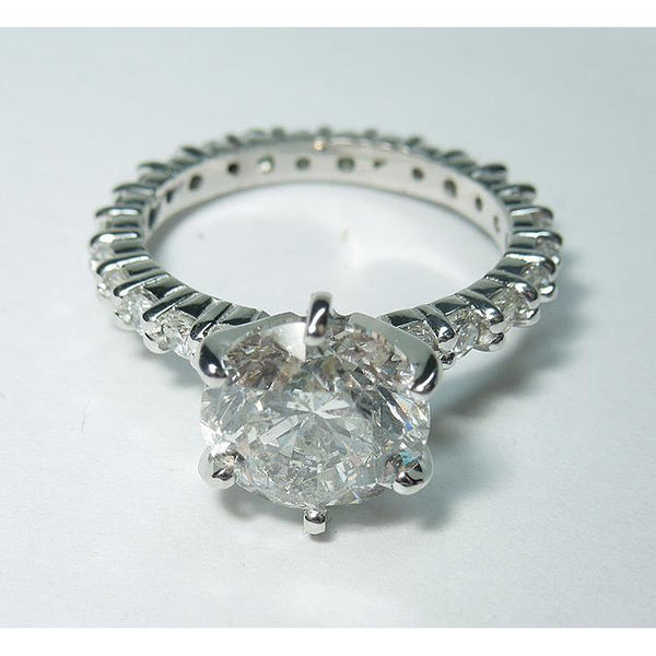 New Amazing Style Engagement White Gold Diamond Solitaire Ring with Accents