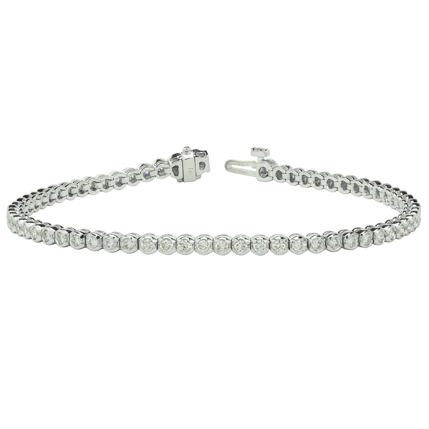 5.3 Carats Round Diamond Tennis Bracelet F/G Vs2/Si1 53 Stones White Gold 14K Tennis Bracelet