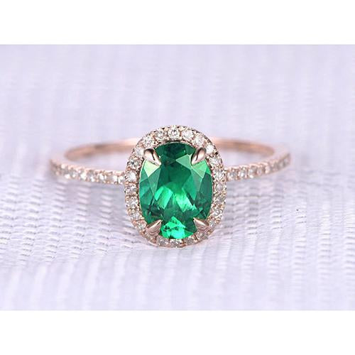 females Green and  emerald And Diamond Wedding   Gemstone Ring