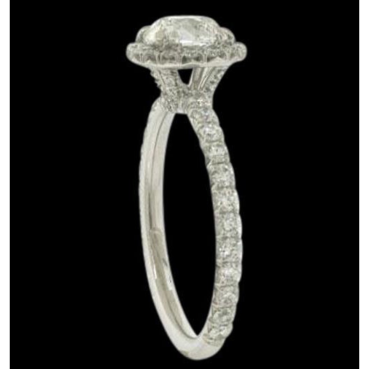 Halo Ring 2.50 Carats Antique Style Halo Cushion Diamond Ring White Gold 14K