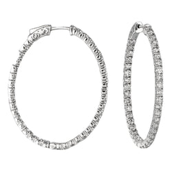 5.46 Carat Diamonds Hoop Earrings Pair White Gold 14K New Earring