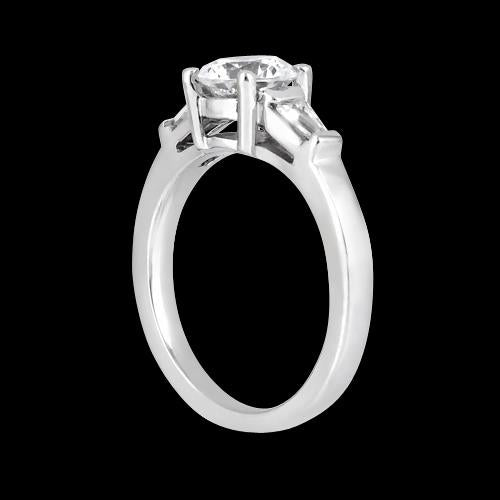 Three Stone Ring 1.20 Ct. Diamonds Three Stone Wedding Ring Round & Tb Diamond