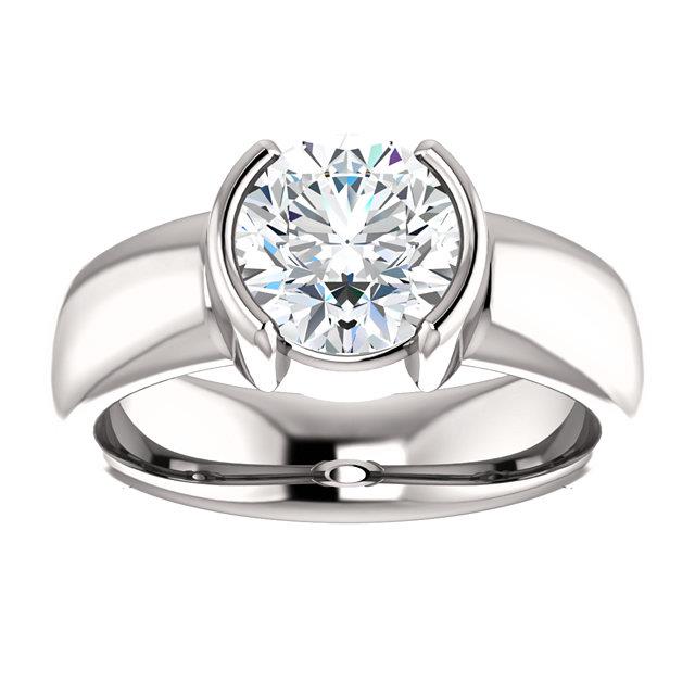 1.50 Ct. Sparkling Round Diamond Half Bezel Solitaire Ring Solitaire Ring