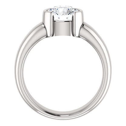 1.50 Ct. Sparkling Round Diamond Half Bezel Solitaire Ring 