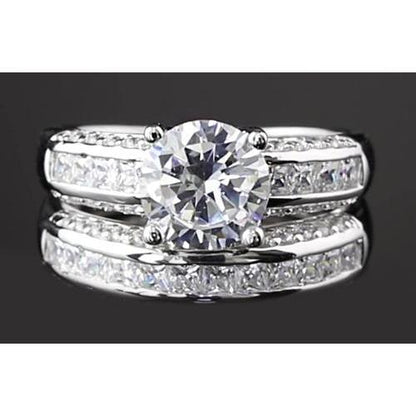 5.5 Carats Channel Set Round Diamond Anniversary Ring White Gold 14K Engagement Ring Set