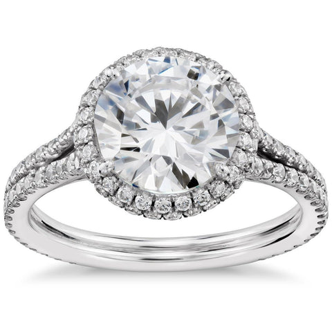 5.5 Carats G Vs1 Sparkling Round Cut Diamond Halo Pave Engagement Ring White Gold 14K Halo Ring