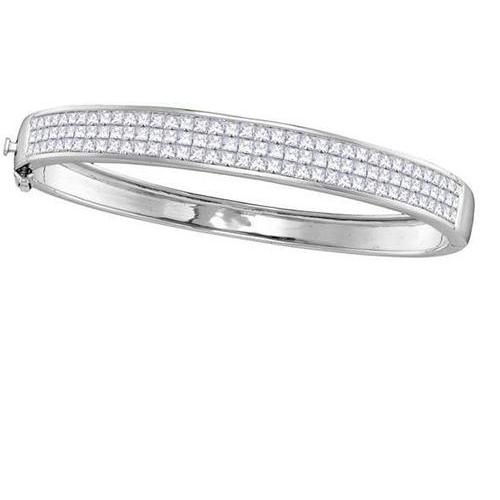 5.50 Carats Princess Diamonds Ladies Bangle Bracelet White Gold 14K Bangle