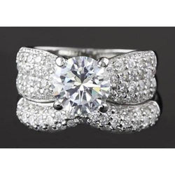 5.50 Carats Ribbon Anniversary Engagement Ring Set White Gold 14K