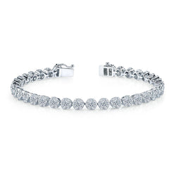 Real  6 Carats Round Brilliant Cut Diamonds Ladies Bracelet WG 14K