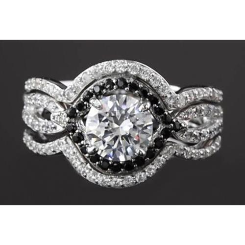 5.50 Carats Round Diamond With Black Diamonds Anniversary Ring Set Jewelry Engagement Ring Set