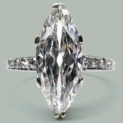 5.50 Carats Marquise & Round Diamond Engagement Ring New