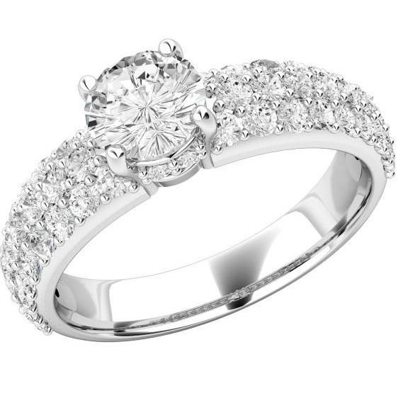 5.50 Ct Round Brilliant Cut Diamonds Anniversary Ring White Gold 14K Solitaire Ring with Accents