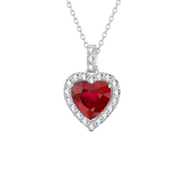 5.50 Ct. Ruby And Diamond Heart Shape Pendant Necklace White Gold 14K