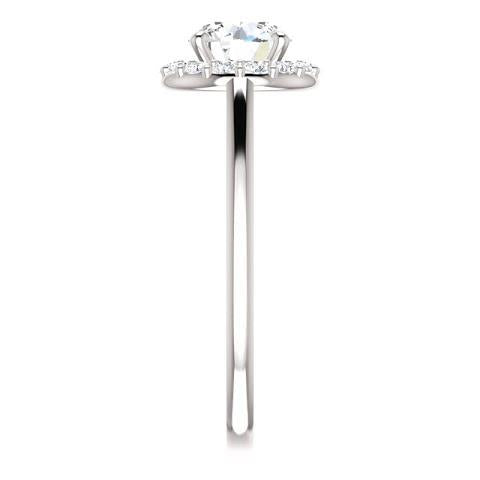 1.50 Carats Round Diamond Halo Setting Engagement Ring 14K White Gold Halo Ring