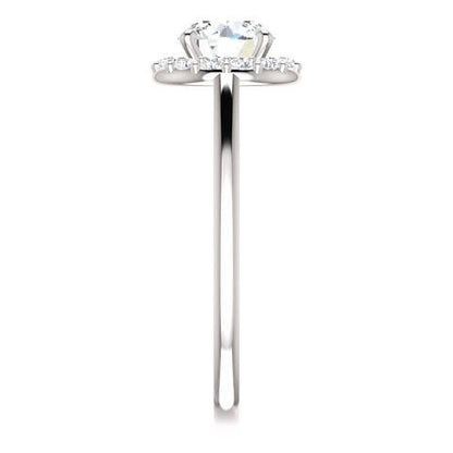 1.50 Carats Round Diamond Halo Setting Engagement Ring 14K White Gold Halo Ring