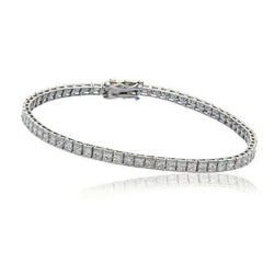 Genuine  9.30 Ct. Princess Cut Diamonds Channel Set Tennis Bracelet WG 14K