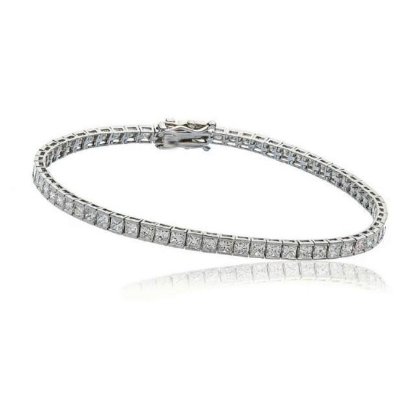 9.30 Ct. Princess Cut Diamonds Channel Set Tennis Bracelet Wg 14K Tennis Bracelet