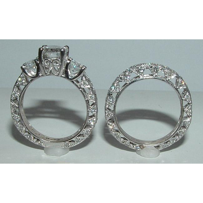 Products 2.50 Carat Filigree Antique Style 3 Stone Diamond Engagement Ring