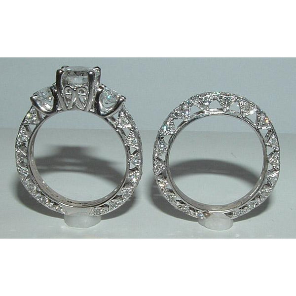 Products 2.50 Carat Filigree Antique Style 3 Stone Diamond Engagement Ring