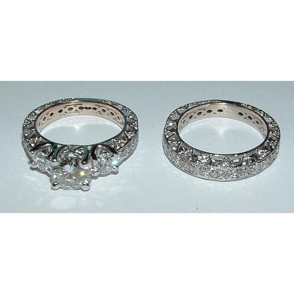 Products 2.50 Carat Filigree Antique Style 3 Stone Diamond Engagement 