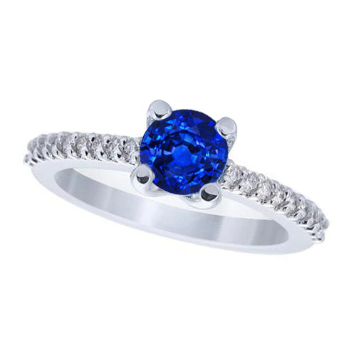 New High Quality Ceylon Sapphire And Diamonds Wedding Ring  