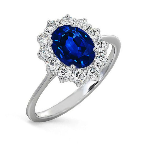 Women Jewelry Ceylon Sapphire And Diamond Ring White Gold