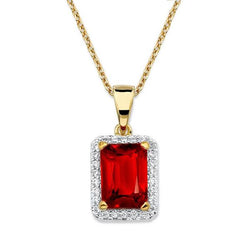 5.65 Carats Radiant Ruby With Diamond Necklace Gold 14K