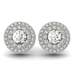 5.70 Carats Sparkling Round Pave Diamonds Lady Stud Halo Earrings