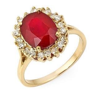   Red Ruby And Diamonds Ring Yellow Gold Gemstone Ring