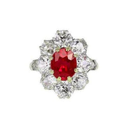 5.75 Carats Oval Cut Ruby And Diamond Ring Two Tone Gold 14K