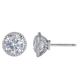 5.80 Carats Brilliant Cut Natural Earth Mined Diamond Ladies Stud Halo Earrings